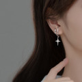 A35439 s925 sterling silver rhinestone doublelayer earrings