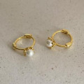 A43840 sterling silver pearl stud simple elegant earrings