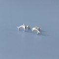 A37068 s925 sterling silver simple dolphin earrings
