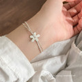 A45456 s925 silver trendy sweet dainty double layered charm bracelet