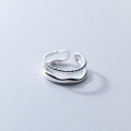 A36293 s925 sterling silver doublelayer bar simple adjustable ring