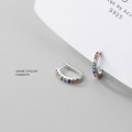 A36001 s925 sterling silver simple short colorful rhinestone trendy rhinestone earrings