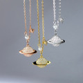 A41504 s925 sterling silver rhinestone ball artificial pearl sparkling elegant necklace