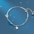 A40414 s925 silver charm simple stars artificial crystal bracelet