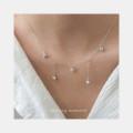 A44315 s925 silver dainty simple rhinestone fringe necklace