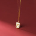 A35355 s925 sterling silver square sparkling necklace