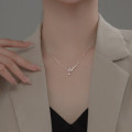 A35334 s925 sterling silver fashion chic rhinestone geometric bar simple stars set necklace