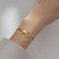 A36456 s925 sterling silver unique chic bow snakechain simple charmbracele bracelet