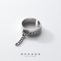 A32204 s925 sterling silver vintage silver wide chain ring