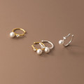 A36818 s925 sterling silver rhinestone pearl clipon simple chic piercing earrings