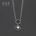 A31232 s925 sterling silver thai silver chic circle rhombic moon stars necklace