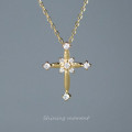 A43381 sterling silver rhinestone pendant necklace