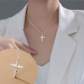 A34540 s925 sterling silver irregular cross necklace