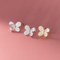 A37953 s925 sterling silver rhinestone butterfly stud sweet elegant design earrings