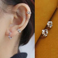A44593 s925 sterling silver dainty simple double layered weave stud earrings