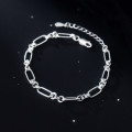 A34239 s925 sterling silver simple hollowed oval geometric charm bracelet