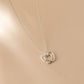 A35263 s925 sterling silver double heart hollowed necklace