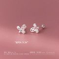 A38042 s925 sterling silver butterfly hollowed stud trendy design earrings