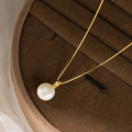 A44771 s925 silver trendy sweet dainty simple circle pearl necklace