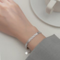 A33355 s925 sterling silver wide chain charm bracelet