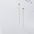 A35640 s925 sterling silver chain string small trendy simple fashion chain earrings