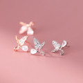 A41612 s925 sterling silver sweet rhinestone butterfly stud design earrings