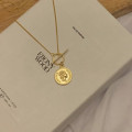 A42745 sterling silver head pendant simple circle design necklace