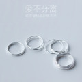 A40596 s925 silver simple unique multilayer layered fashion ring