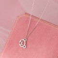 A45505 s925 silver trendy sweet dainty simple rhinestone bear necklace