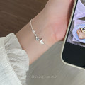 A46191 s925 silver sweet teardrop rhinestone butterfly charm bracelet