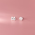 A35566 s925 sterling silver chic asymmetric rhinestone small sweet earrings