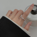 A36578 s925 sterling silver trendy cute rhinestone bow adjustable ring
