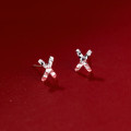 A44303 s925 sterling silver trendy geometric stud simple cute earrings