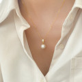 A42680 s925 sterling silver rhinestone artificial pearl grade choker necklace