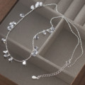 A41059 s925 sterling silver teardrop rhinestone elegant dainty necklace