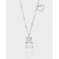 A43272 design opal bear sterling silver s925 heart necklace