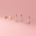 A35648 s925 sterling silver heart rhinestone simple cute heartshape chic earrings