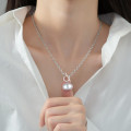 A39612 s925 silver shell rhinestone necklace