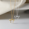 A43779 s925 sterling silver trendy sweet dainty butterfly necklace