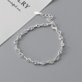 A44710 s925 silver trendy sweet dainty simple twist infinity charm bracelet