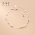 A33331 s925 sterling silver anklet simple trendy doublelayer chic fashion bracelet