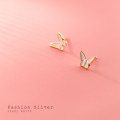 A42686 s925 silver stud trendy simple white insect sweet butterfly earrings