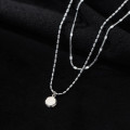 A32432 s925 sterling silver doublelayer geometric pendant chic necklace