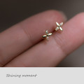 A39295 s925 sterling silver simple stud dainty rhinestone earrings flower earrings