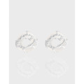 A43964 circle agate stud sterling silver s925 earrings