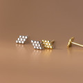 A38032 s925 sterling silver rhombic bead stud design grade simple earrings