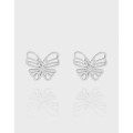 A43665 simple hollowed butterfly stud sterling silver s925 earrings