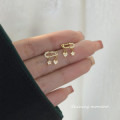 A44500 s925 silver trendy cute stud elegant rhinestone heart earrings