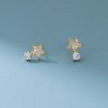 A43137 s925 silver stud trendy sparkling rhinestone simple earrings