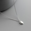 A43555 s925 silver oval circle simple necklace